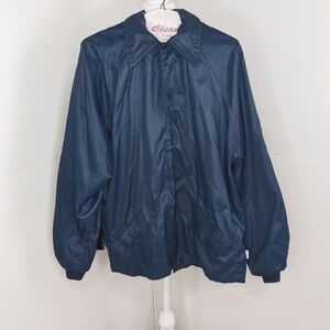 Starter Vintage Rare Windbreaker coach jacket medium blue pockets snapsi